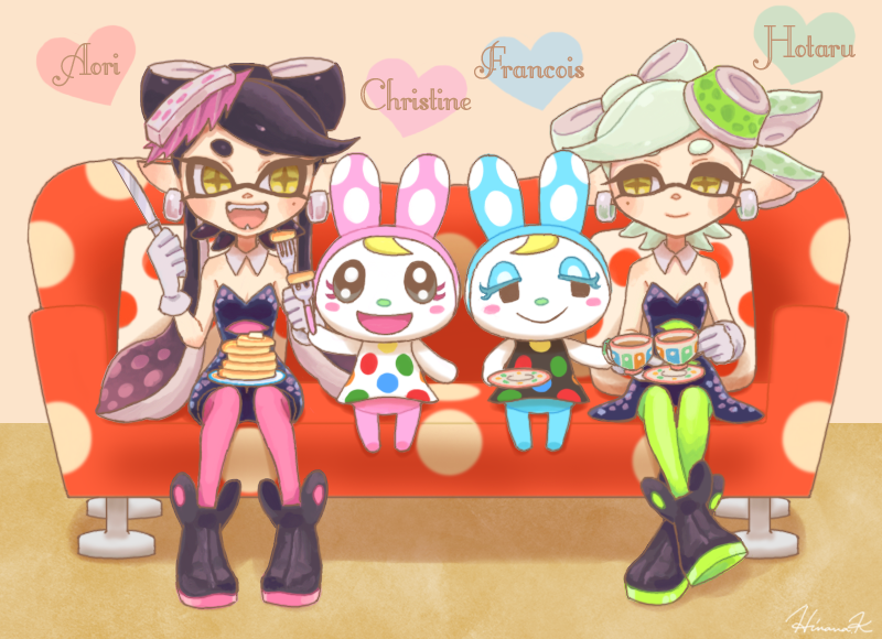 callie, marie, chrissy, and francine (splatoon and 2 more) drawn by hinana37