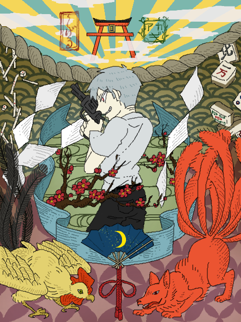 akagi shigeru (fukumoto mahjong and 1 more) drawn by akaiti