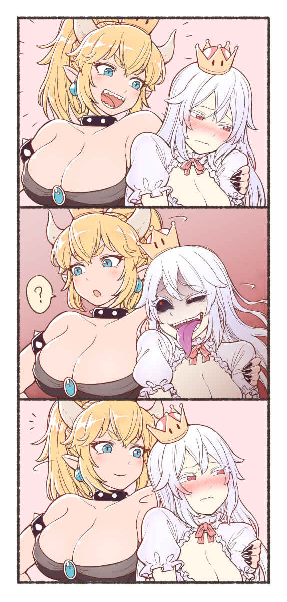 bowsette and princess king boo (mario and 2 more) drawn by contllenge