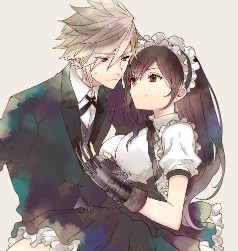 tifa lockhart and cloud strife (final fantasy and 2 more) drawn by mono0805