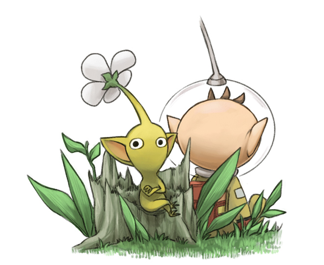 olimar and yellow pikmin (pikmin) drawn by naru_(wish_field)