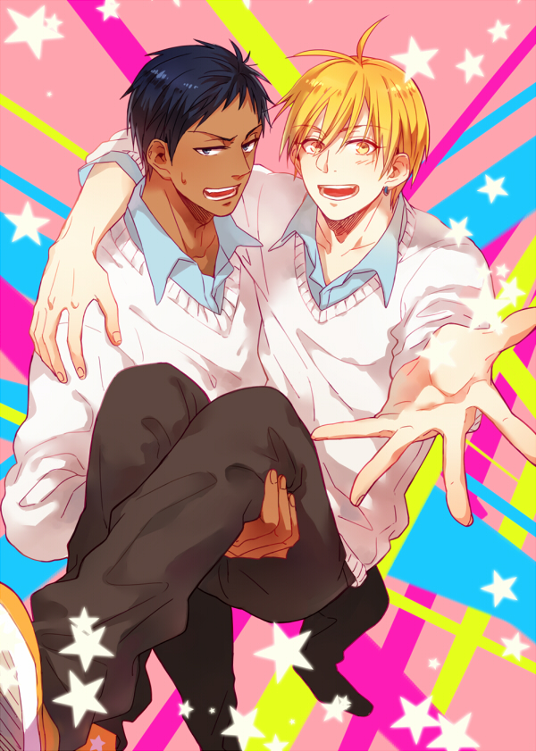 aomine daiki and kise ryouta (kuroko no basuke) drawn by sleepy69