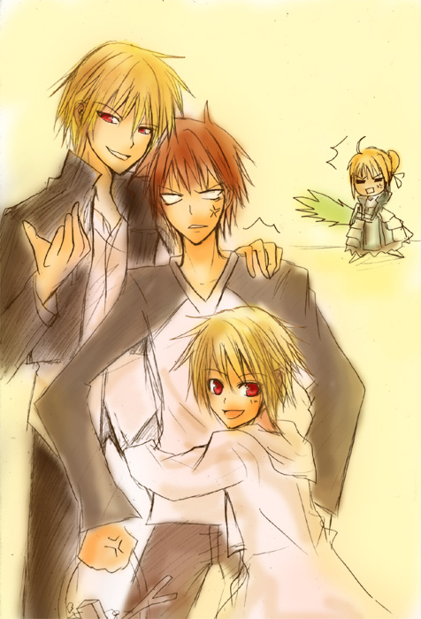 artoria pendragon, saber, gilgamesh, and emiya shirou (fate and 1 more)