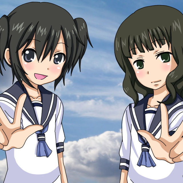 kuroi mato and takanashi yomi (black rock shooter) drawn by mio_yoru