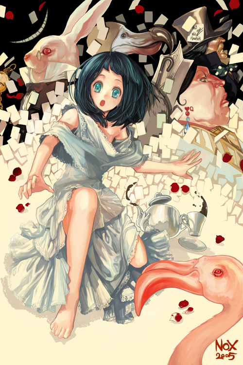 alice, white rabbit, cheshire cat, and mad hatter (alice's adventures in wonderland)