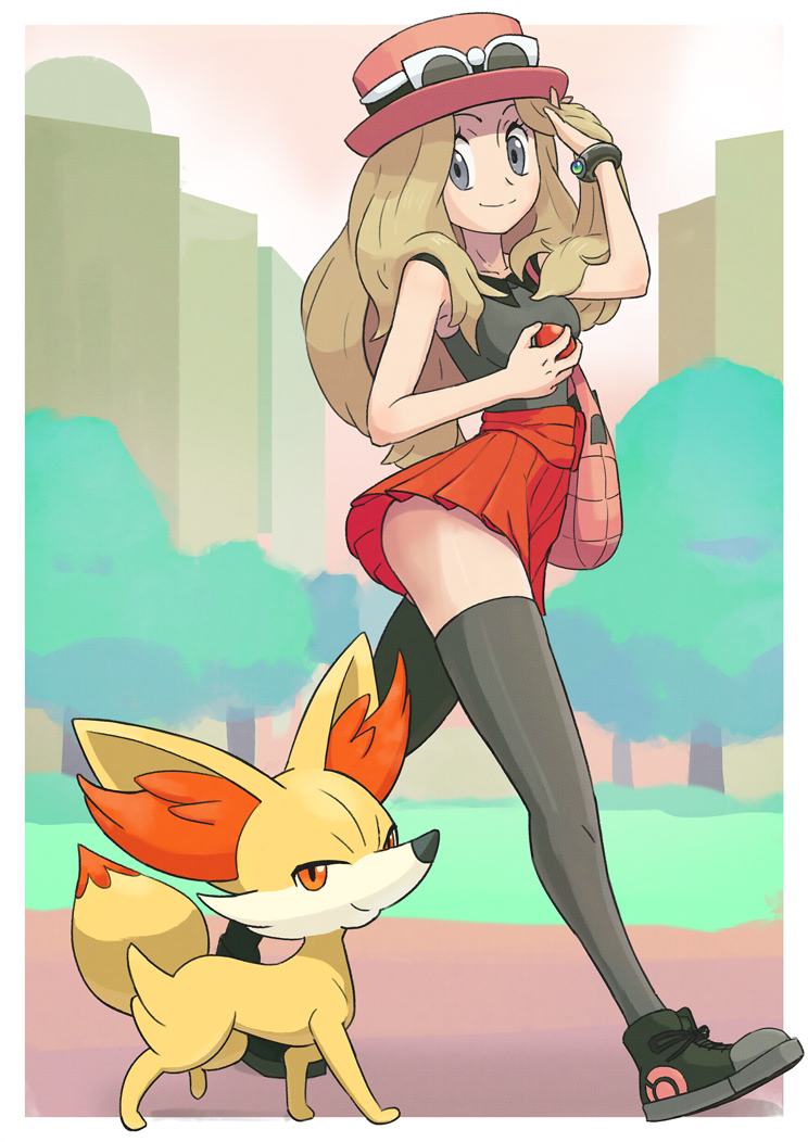 serena and fennekin (pokemon and 1 more) drawn by gameguran