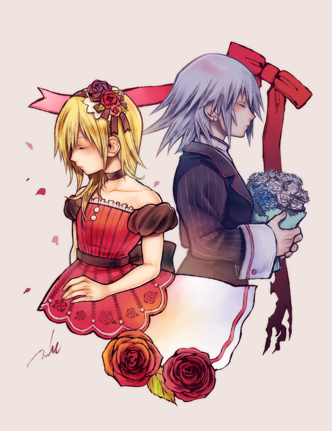 namine and riku replica (kingdom hearts and 1 more) drawn by mim_(mimya0600)