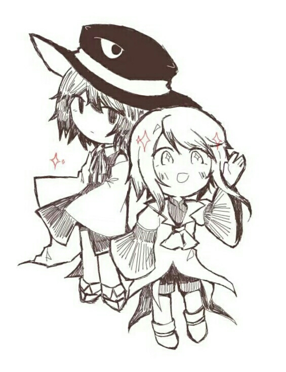 enraku tsubakura and houlen yabusame (len'en) drawn by zhaozhaozhaozhaozhao083