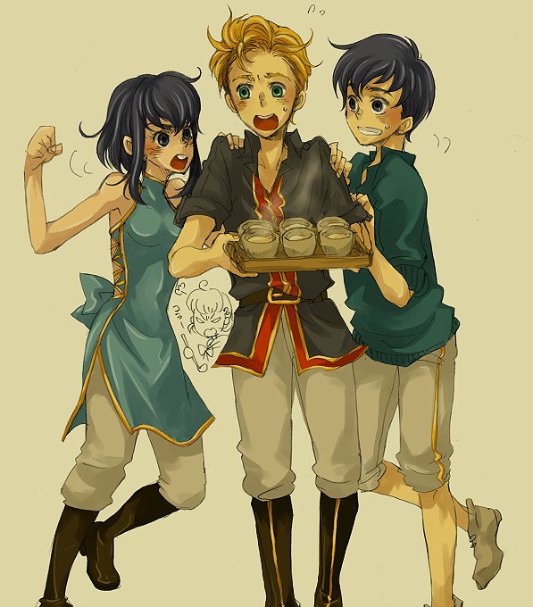 larcei, lana, scathach, and diarmuid (fire emblem and 1 more) drawn by kokosimon