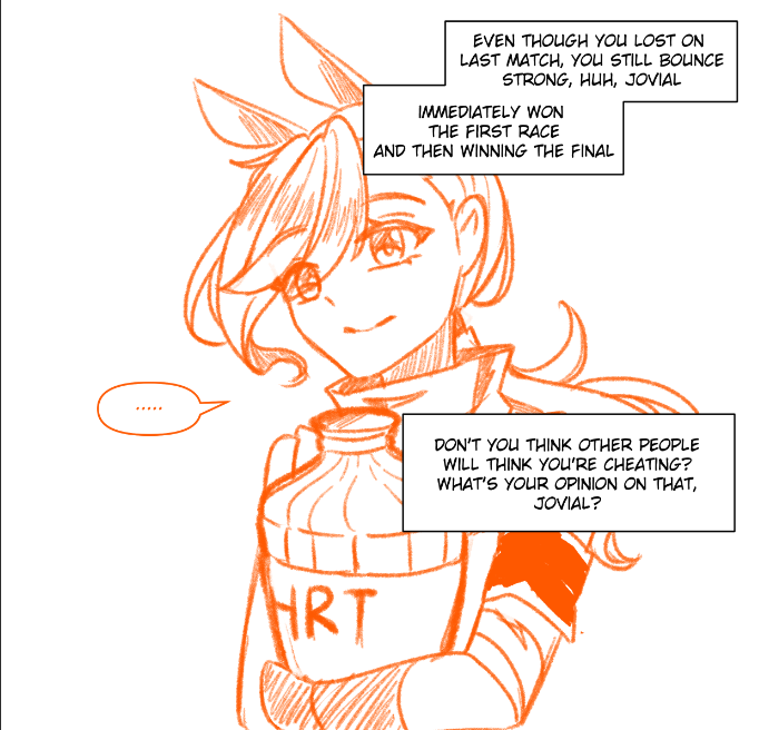 jovial merryment and fearsome fate (horse race tests) drawn by runeeira