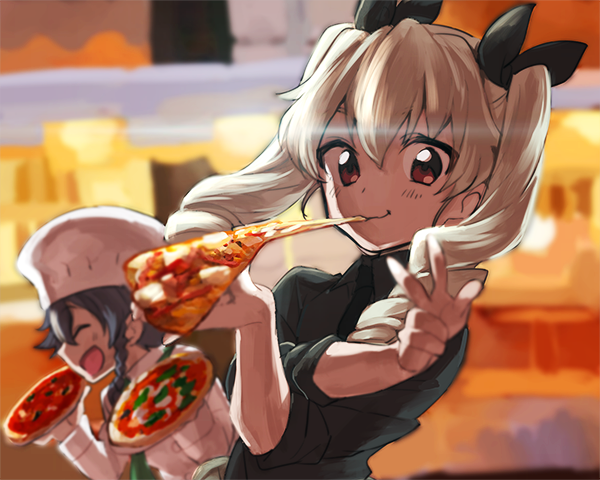 anchovy and pepperoni (girls und panzer) drawn by oono_imo