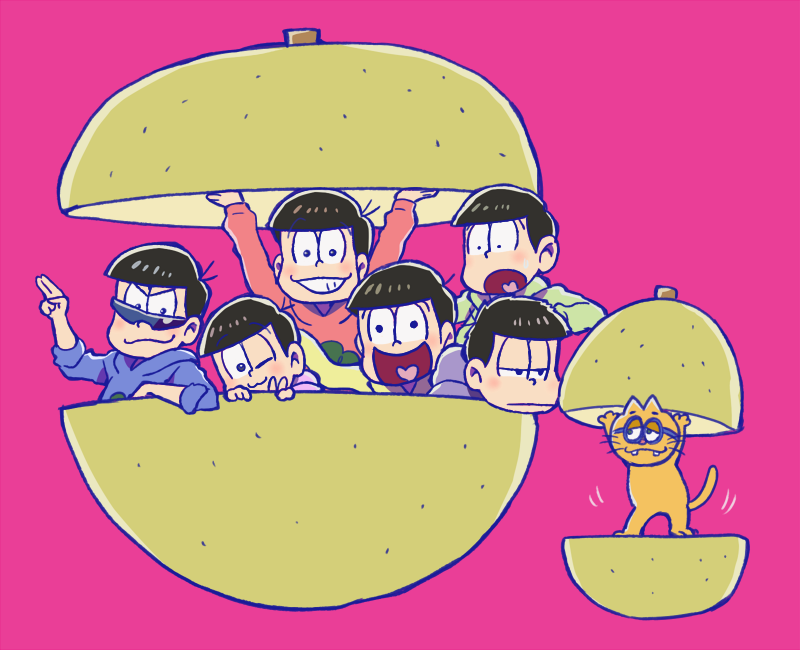 matsuno osomatsu, matsuno karamatsu, matsuno ichimatsu, matsuno jyushimatsu, matsuno choromatsu, and 2 more (osomatsu and 3 more) drawn by shinonoko_(tubamecider)