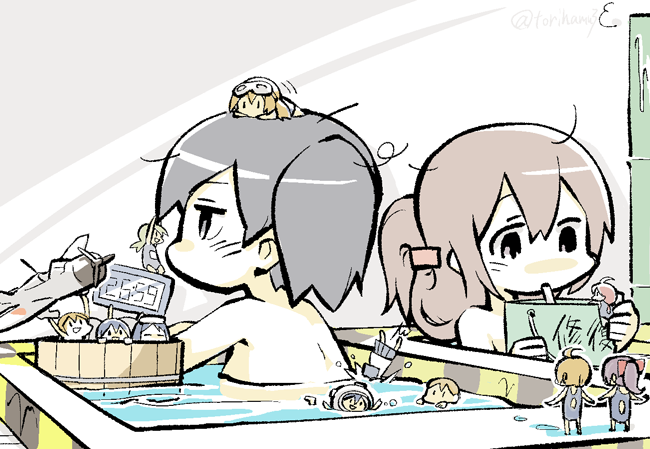 kaga, akagi, and fairy (kantai collection) drawn by konno_akikaze