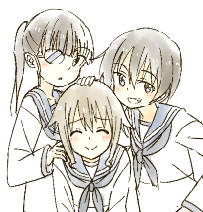 sakamoto mio, takei junko, and wakamoto tetsuko (world witches series and 3 more) drawn by hatopoo_(beach7pijon)
