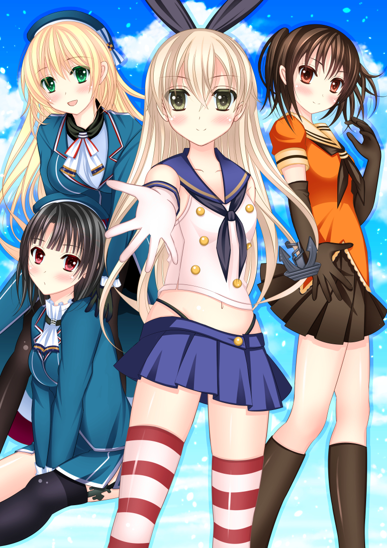 shimakaze, atago, sendai, and takao (kantai collection) drawn by yuzukaze_rio