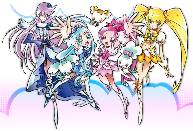 kurumi erika, hanasaki tsubomi, tsukikage yuri, myoudouin itsuki, cure marine, and 6 more (precure and 1 more) drawn by umakoshi_yoshihiko