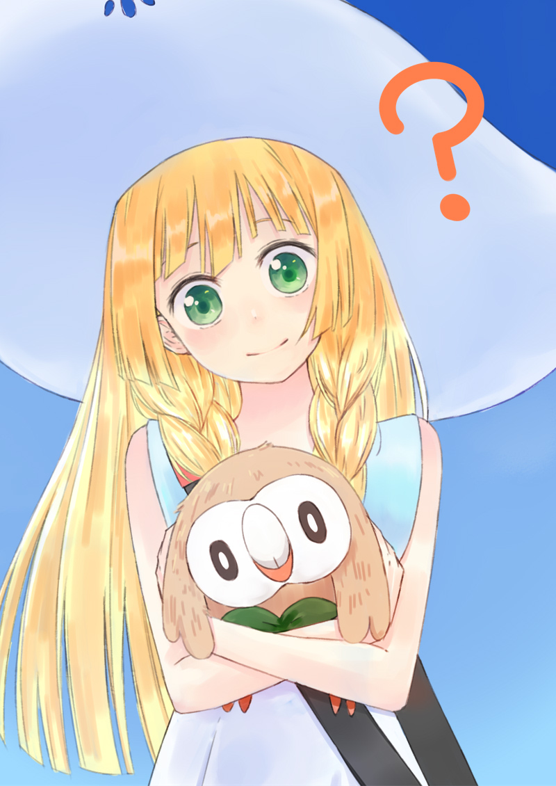 lillie and rowlet (pokemon and 1 more) drawn by clo_(krdsts1)