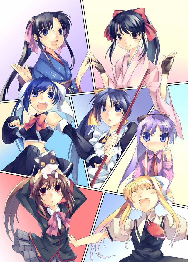 hiiragi kagami, natsume rin, kamio misuzu, shinguuji sakura, kamiya kaoru, and 2 more (lucky star and 6 more) drawn by mikage_sekizai