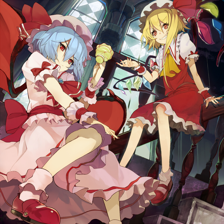 remilia scarlet and flandre scarlet (touhou) drawn by shirabi
