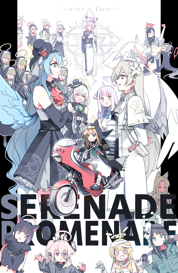 mika, mari, koharu, kazusa, hanako, and 13 more (blue archive) drawn by tokomichi