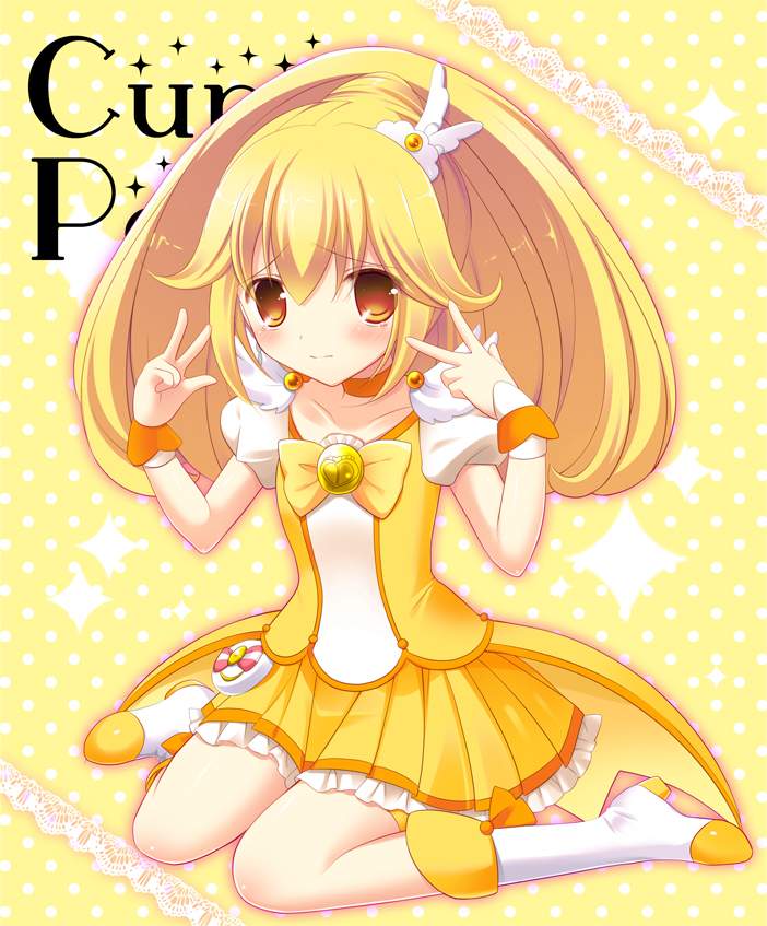 kise yayoi and cure peace (precure and 1 more) drawn by aono_ribbon