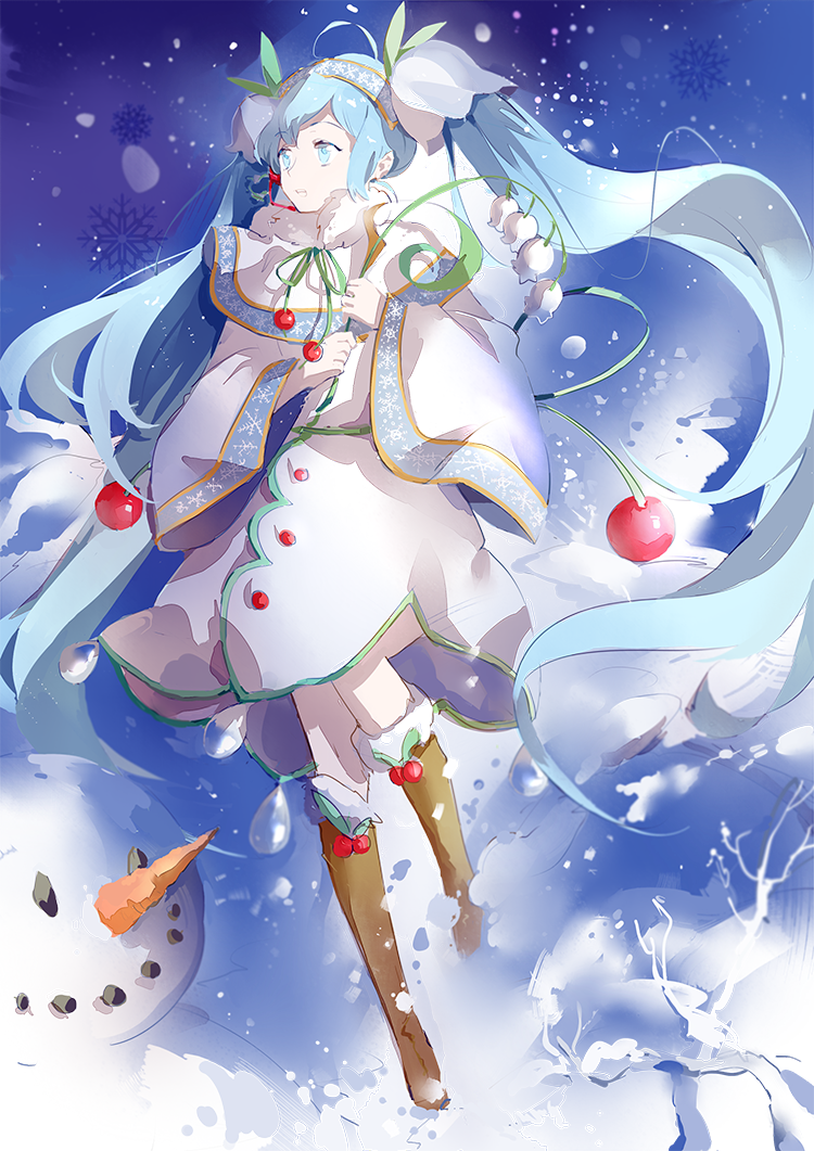 hatsune miku and yuki miku (vocaloid) drawn by kyer