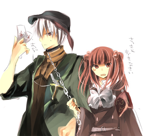 ushiromiya ange and amakusa juuza (umineko no naku koro ni) drawn by mikimura