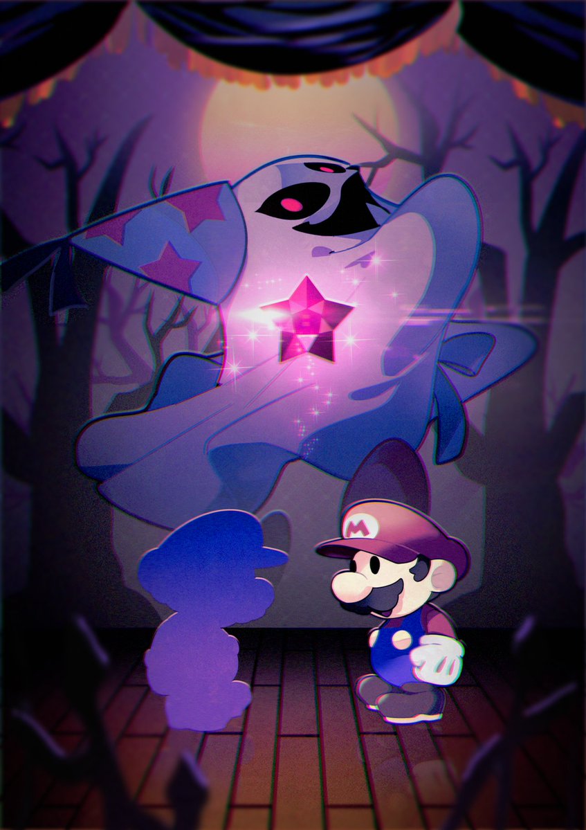 mario, paper mario, and doopliss (mario and 2 more) drawn by higuchi_megumi