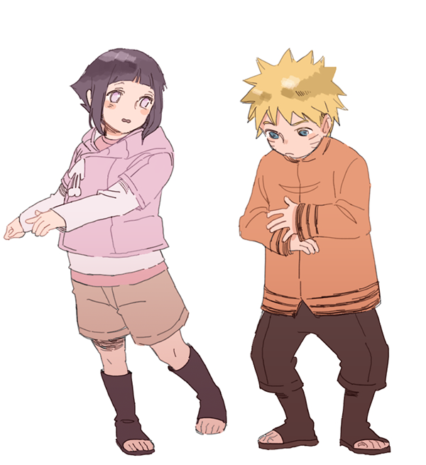 uzumaki naruto and hyuuga hinata (naruto and 1 more) drawn by kumoko_(supermoichan)
