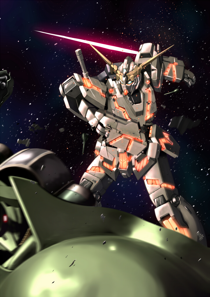 unicorn gundam and kshatriya (gundam and 1 more) drawn by r_shotaro