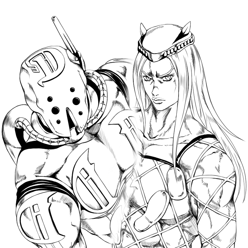narciso anasui and diver down (jojo no kimyou na bouken and 1 more) drawn by makoto_(4414gf91)