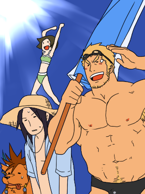 yuffie kisaragi, vincent valentine, red xiii, and cid highwind (final fantasy and 1 more) drawn by magnum_feering
