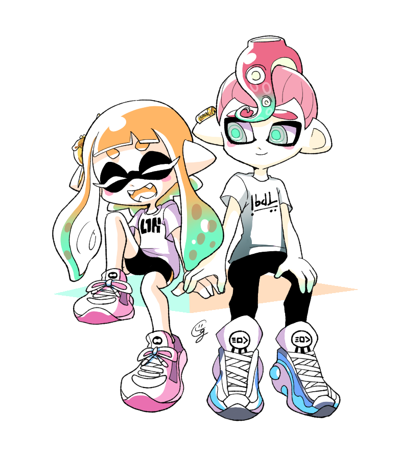 inkling player character, inkling girl, octoling player character, octoling boy, and kaori (splatoon and 2 more) drawn by ggrks05