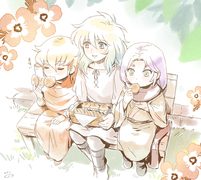 pisces aphrodite, aries muu, and virgo shaka (saint seiya) drawn by mizuhara_aki