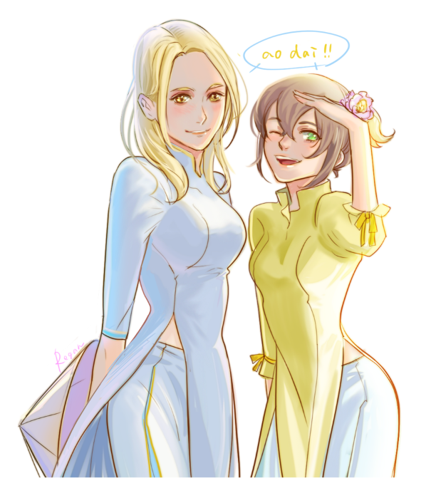 tressa colzione and ophilia clement (octopath traveler and 1 more) drawn by regan_(hatsumi)