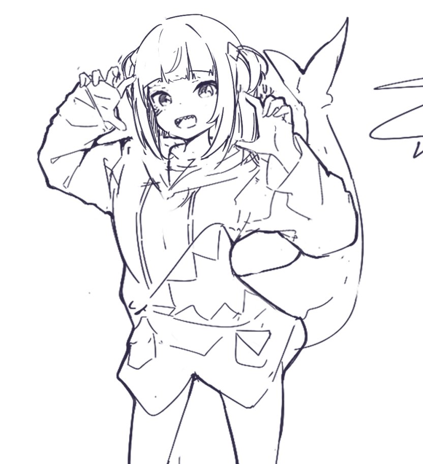 gawr gura (hololive and 1 more) drawn by nuggetkouhai