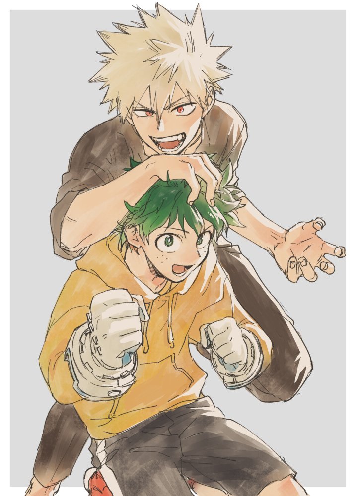 midoriya izuku and bakugou katsuki (boku no hero academia) drawn by tanikudayo