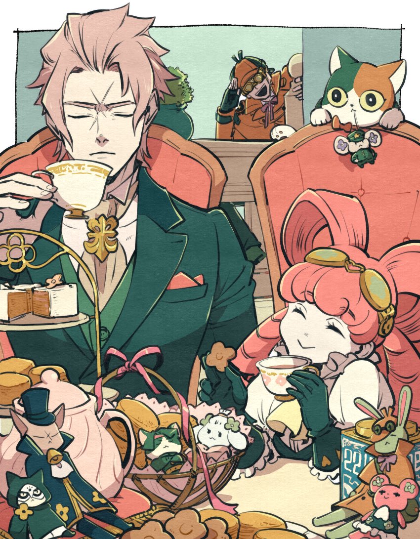 barok van zieks, herlock sholmes, iris wilson, and wagahai (ace attorney and 1 more) drawn by shino_(shino_dgs)