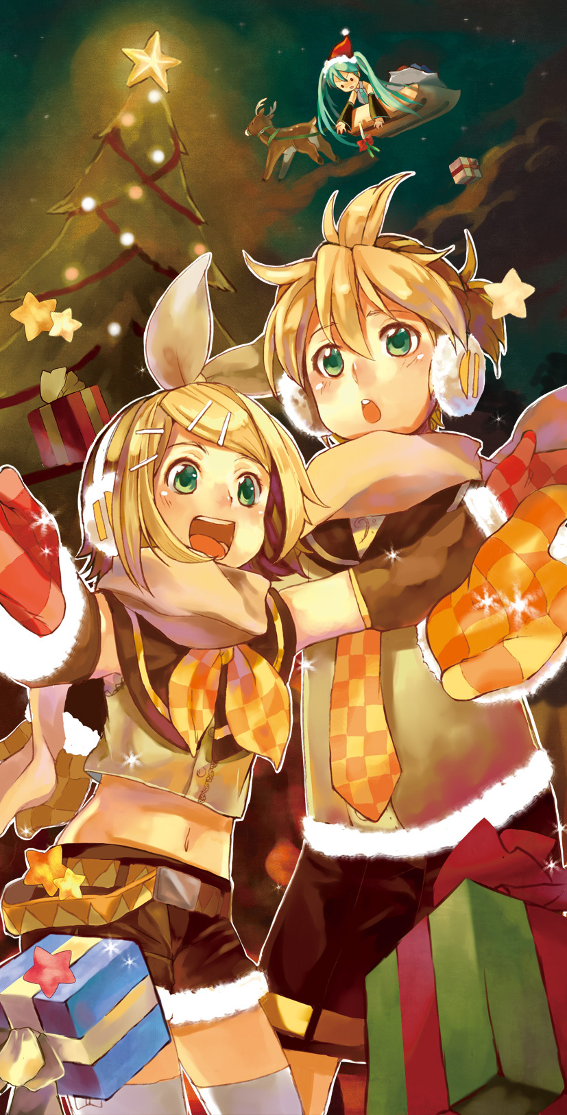 hatsune miku, kagamine rin, and kagamine len (vocaloid) drawn by yukimi_ruki