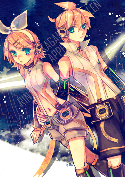 kagamine rin and kagamine len (vocaloid) drawn by mzz