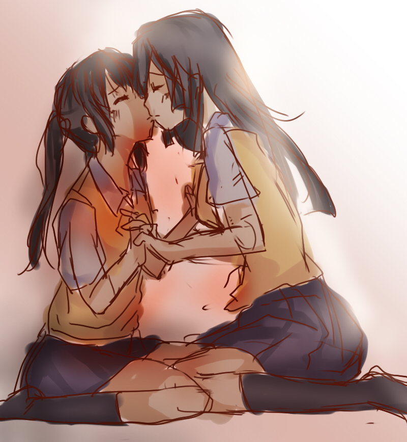 akiyama mio and nakano azusa (k-on!) drawn by chikuwa_coffee_(milk_soda)