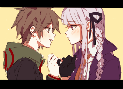 kirigiri kyoko and naegi makoto (danganronpa and 1 more) drawn by dg_xhs