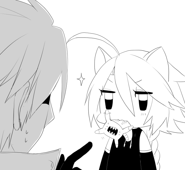 ragna the bloodedge, lambda-11, and tartar (blazblue) drawn by yuya_(oshidori)