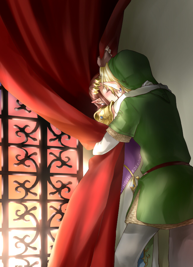 link and princess zelda (the legend of zelda and 1 more) drawn by wasabi_(legemd)