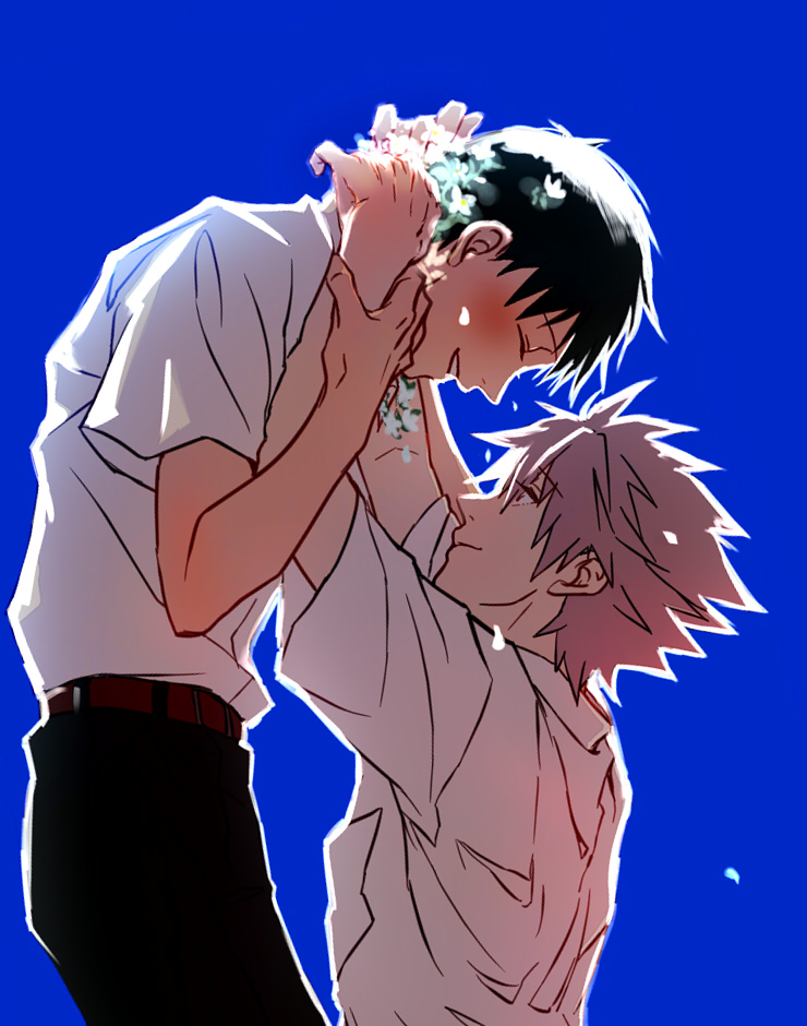 ikari shinji and nagisa kaworu (neon genesis evangelion) drawn by hallch