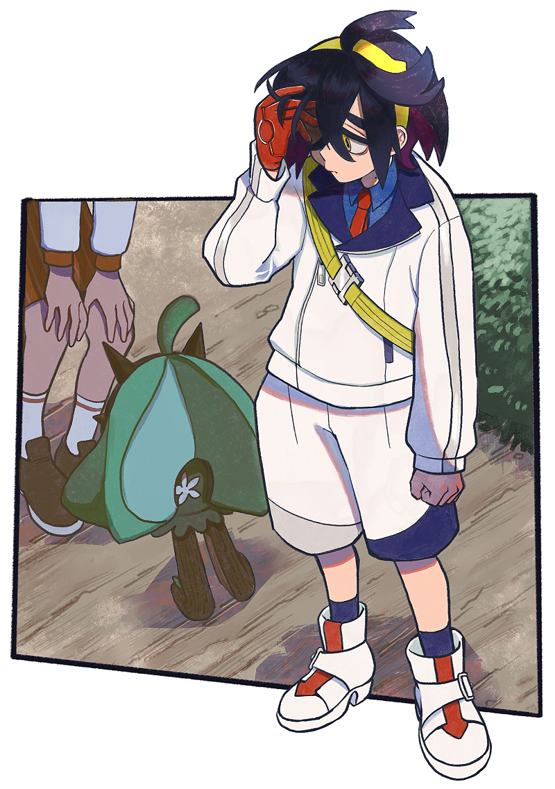 kieran and ogerpon (pokemon and 1 more) drawn by ayutamisin