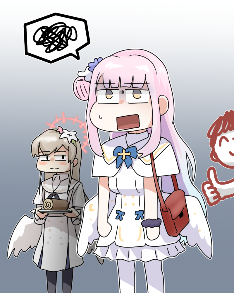 sensei, doodle sensei, mika, and nagisa (blue archive) drawn by c/h