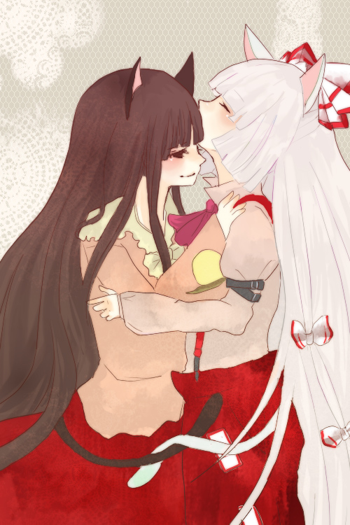 fujiwara no mokou and houraisan kaguya (touhou) drawn by chiri_(o9o9)