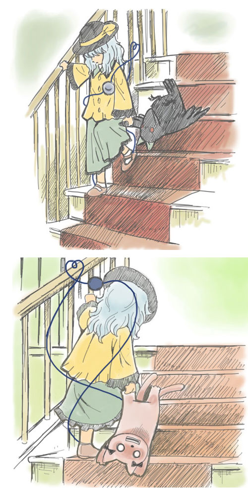 komeiji koishi, kaenbyou rin, and reiuji utsuho (touhou and 1 more) drawn by onikobe_rin