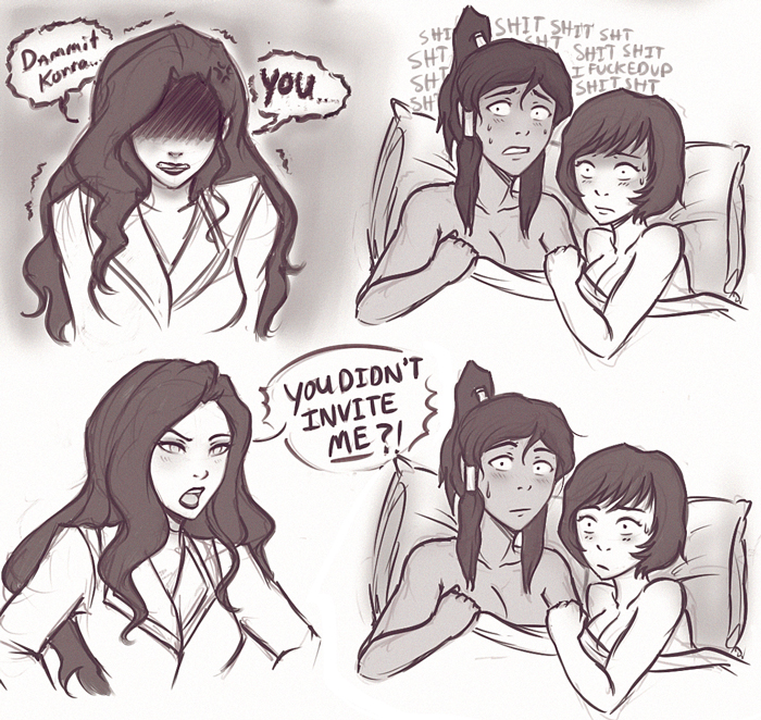 korra, asami sato, and opal (avatar legends and 1 more) drawn by iahfy